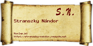 Stranszky Nándor névjegykártya