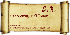 Stranszky Nándor névjegykártya